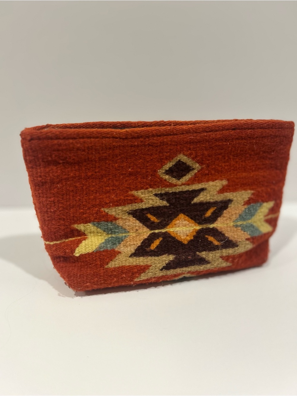 MZ Made 100% wool Rust Red Southwestern Woven Clutch - Picture 2 of 5